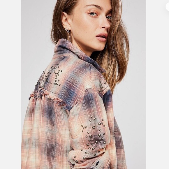 FREE PEOPLE | TAKE ON ME | STUDDED FLANNEL - Picture 3 of 4